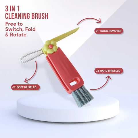 SAHJ!R 3-IN-1 CUP LID CLEANING BRUSHES AND SILICONE STRAW BRUSHES (4PCK)