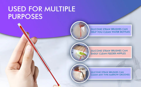 SAHJ!R 3-IN-1 CUP LID CLEANING BRUSHES AND SILICONE STRAW BRUSHES (4PCK)